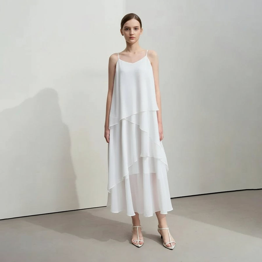 Autumn New Minimalist Layered Chiffon Dress