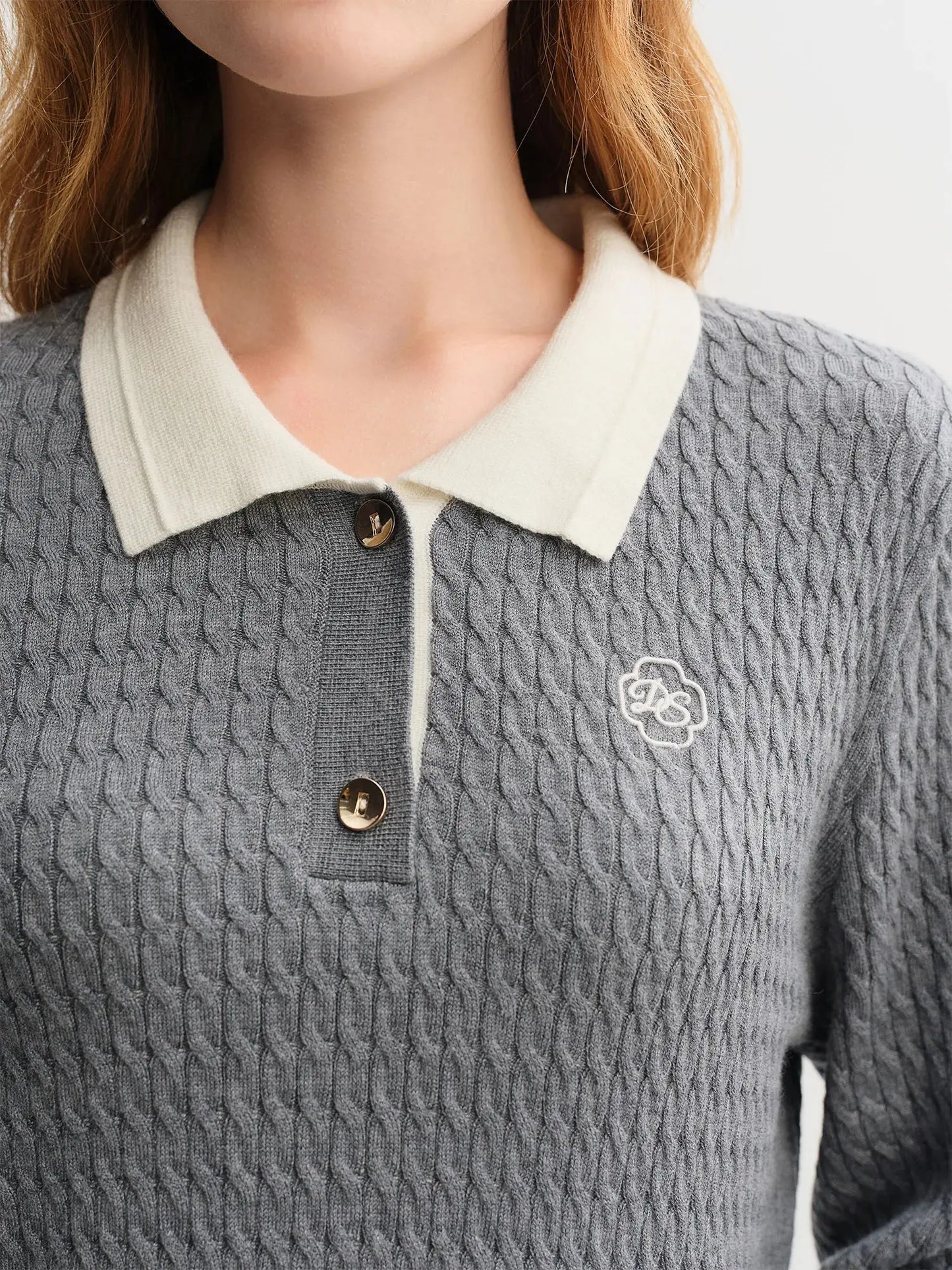 Relaxed Fit Textured Rib-Collar Knit Top - Loran