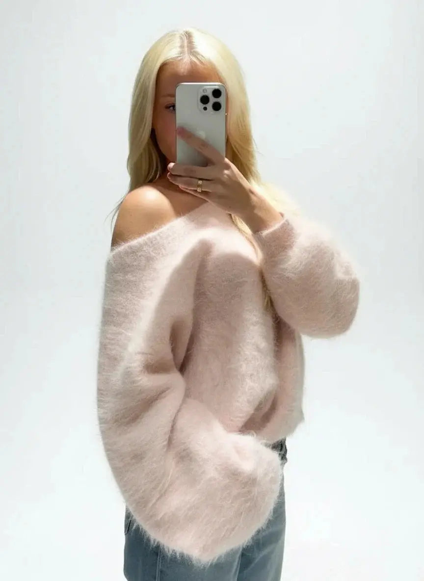 Loose Off Shoulder Long Sleeve Sweater for Women - Loran