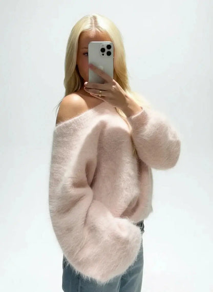 Loose Off Shoulder Long Sleeve Sweater for Women - Loran