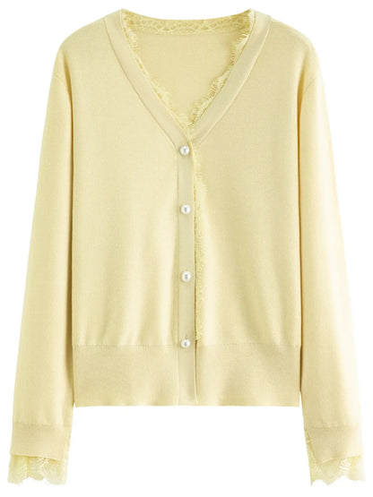 Chic Lace-Trimmed Plus Size Cardigan - Loran
