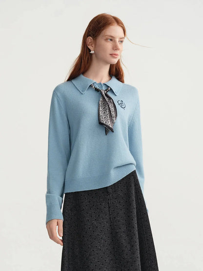 Women's Turn-Down Collar Knit Pullover - Loran