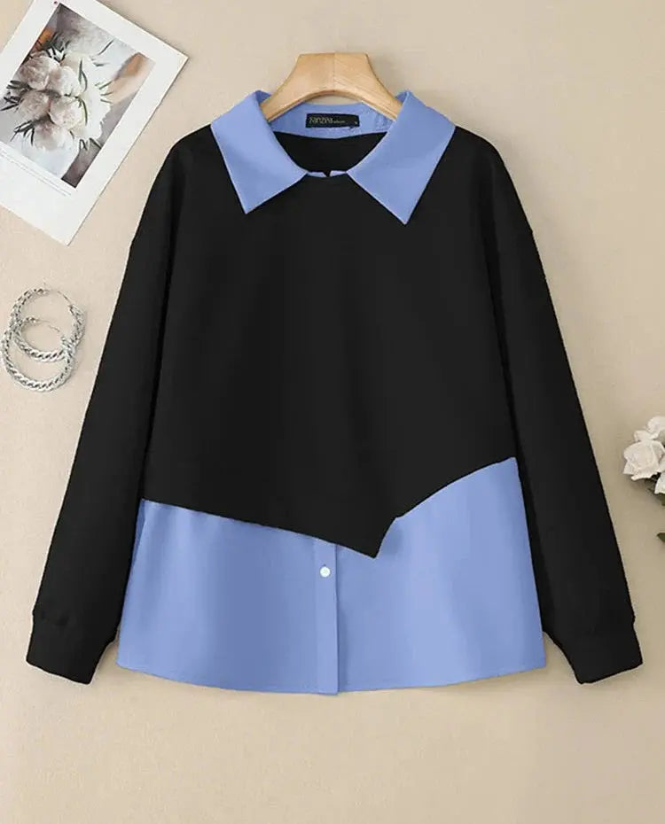 Simple and Catchy Stylish Patchwork Blouse - Loran