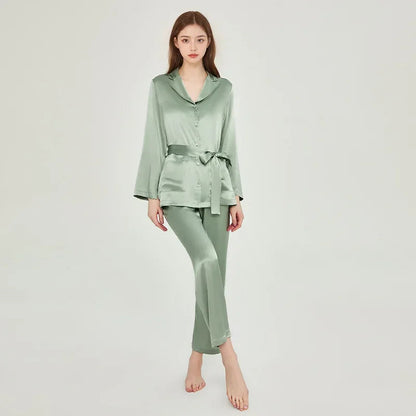 Women’s Mulberry Silk Button-Down PJs Diamond Trim Set Loran