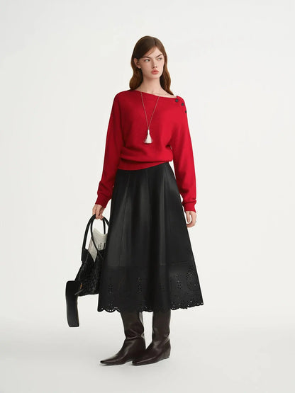 The Winter Holiday Red Knit Pullover Plus Size LORAN STORE