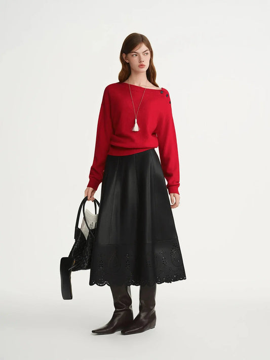 The Winter Holiday Red Knit Pullover Plus Size LORAN STORE