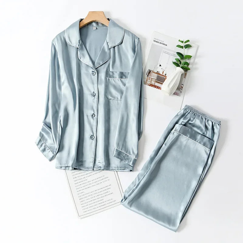 Women’s Real Silk Pajama Set Luxury Home Set Loran
