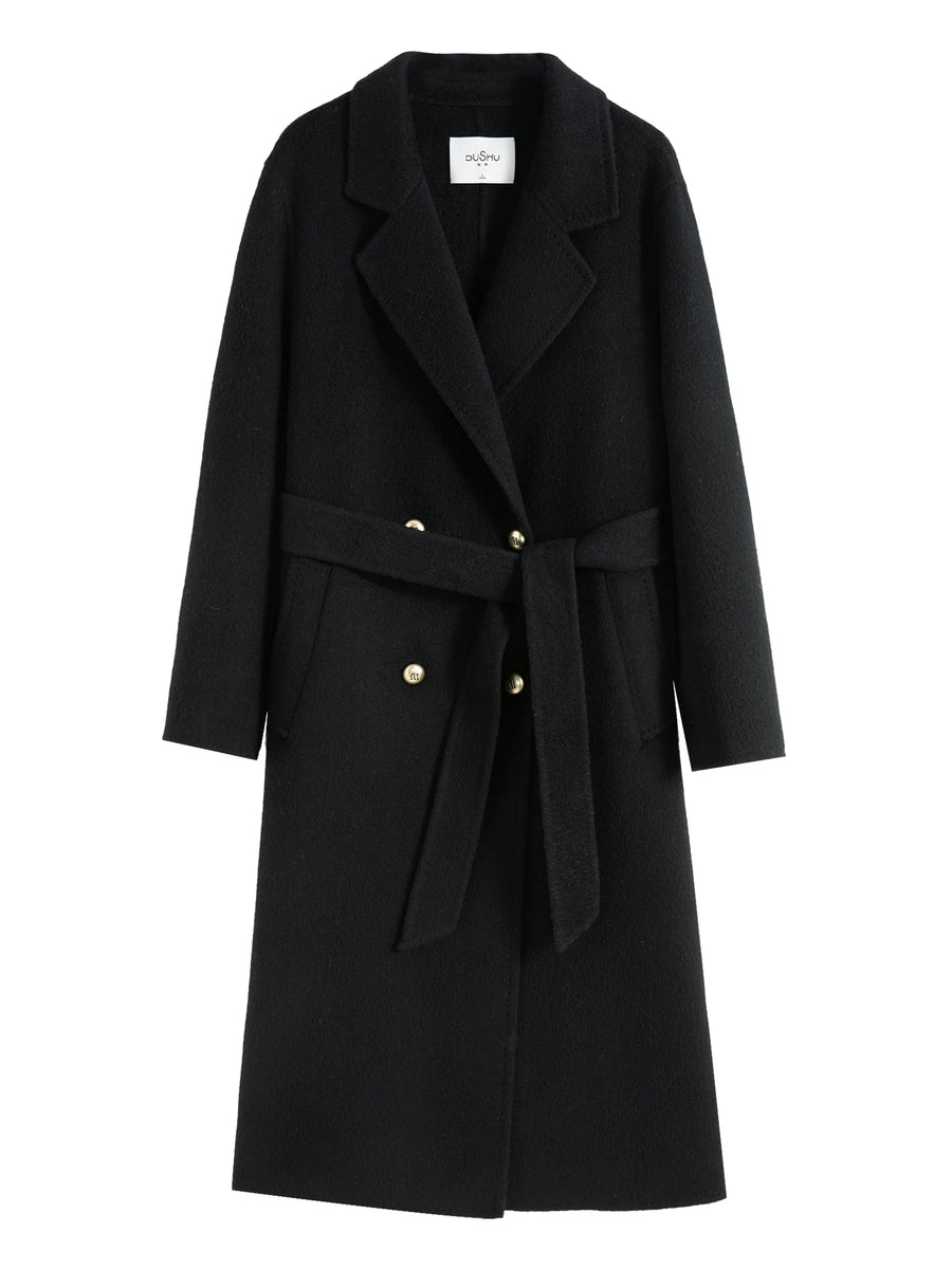 Luxury Casual Textured Woolen Coat with Fur Detail
