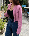 Women's Short Knit Cardigan Sweater Coat.