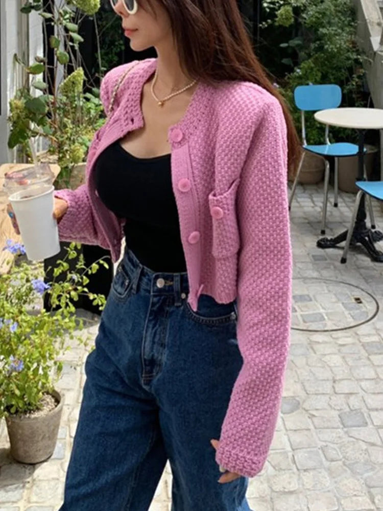 Women's Short Knit Cardigan Sweater Coat.