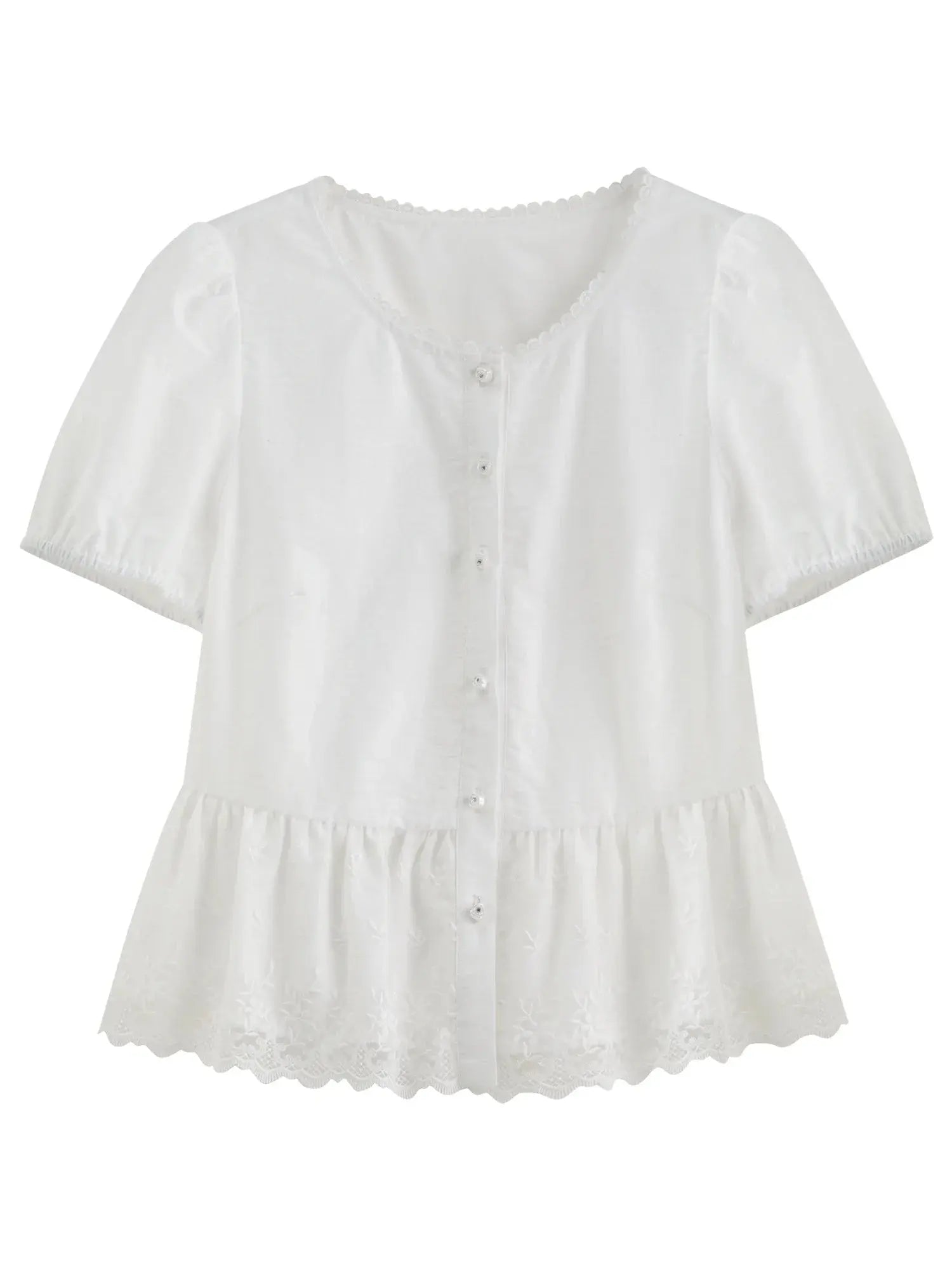 Lace Contrast Summer Blouse LORAN STORE