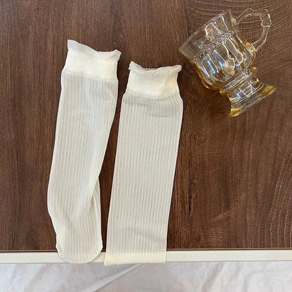 3 Pairs Women's Lace & Ice Silk Summer Socks