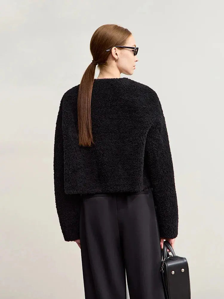 Elegant Wool Blend Short Winter Coat - Loran