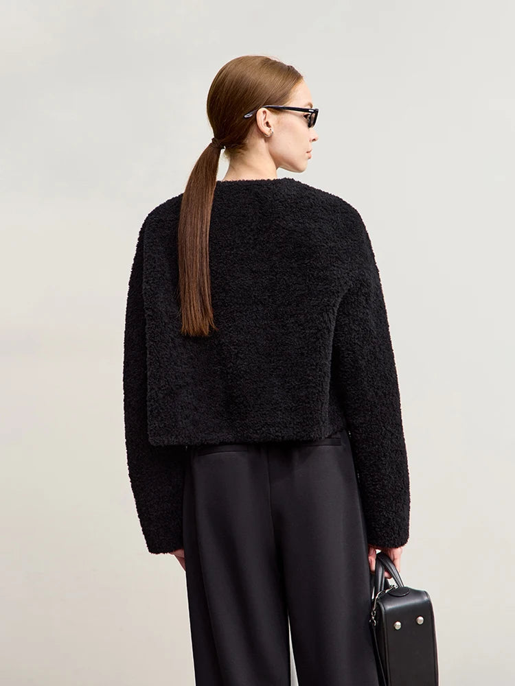 Elegant Wool Blend Short Winter Coat