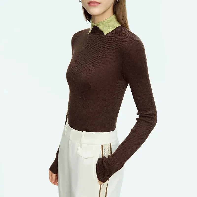 Minimalist Colorblock Knit Sweater - Loran