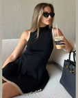 Sleeveless High-Waisted Mini Dress in Elegant Knit