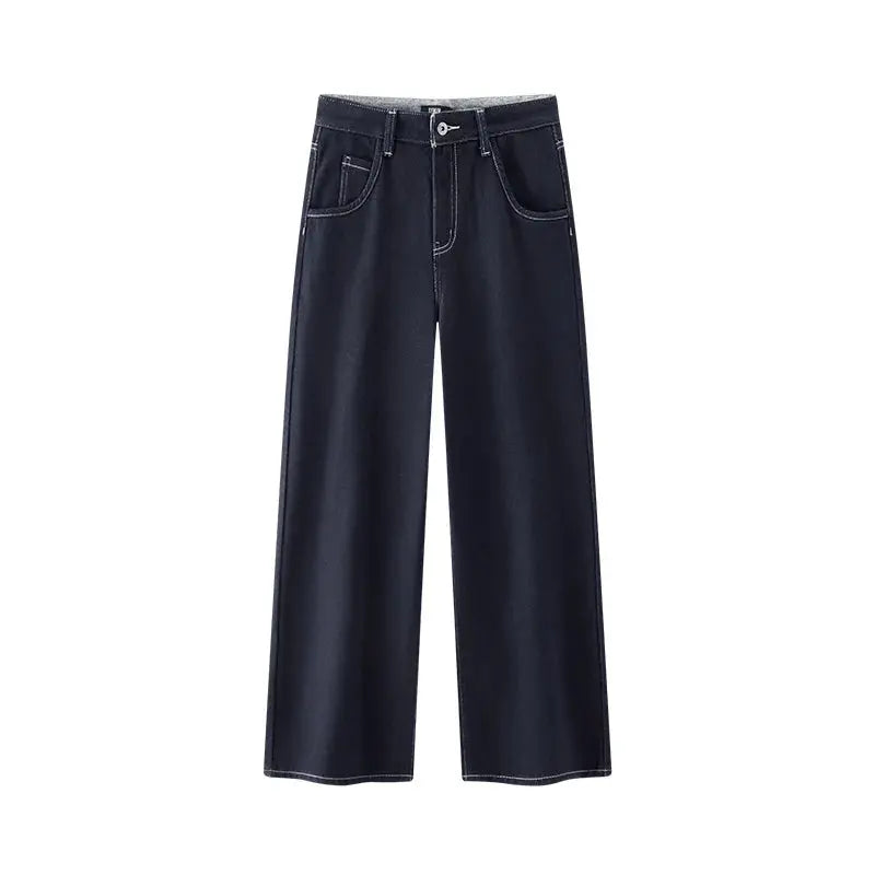 High Waist Fleece Lined Wide Leg Jeans Loran