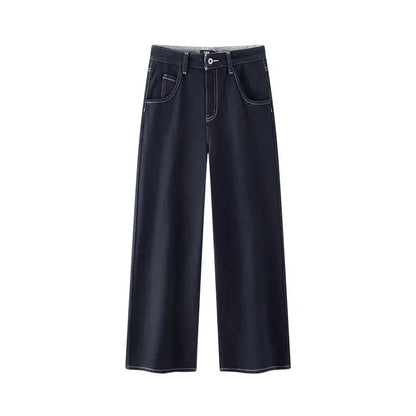 High Waist Fleece Lined Wide Leg Jeans Loran