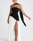 Sleek Solid Tube Top Maxi Dress with High Slit