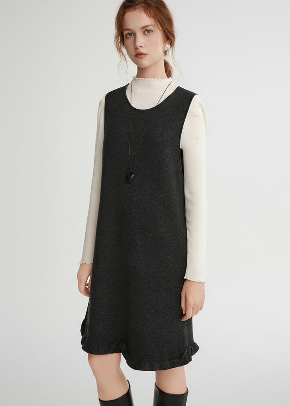 Ruffled Mini Sleeveless Dress Chic Knitted Vestido Loran
