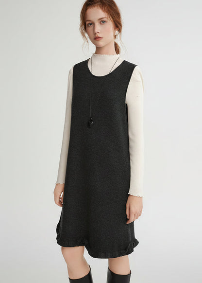 Ruffled Mini Sleeveless Dress Chic Knitted Vestido Loran