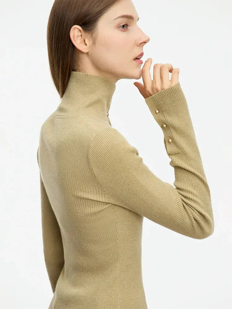 Women's Minimalist Half Cardigan Turtleneck - Loran