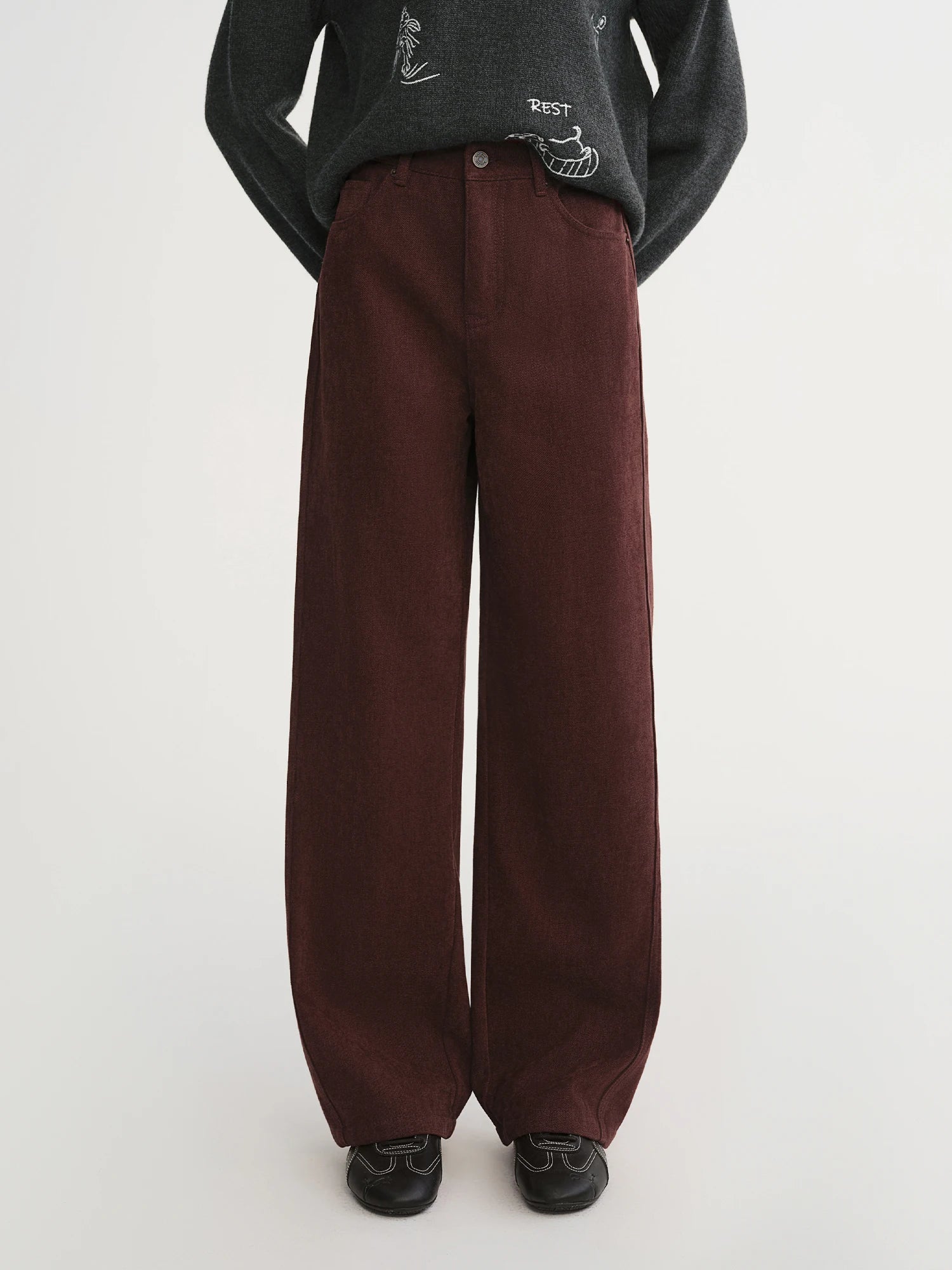High Waist Wide Leg Pants Winter Office Trousers Loran
