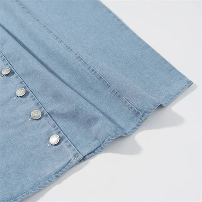 Blue Denim Maxi Dress for Women - Loran