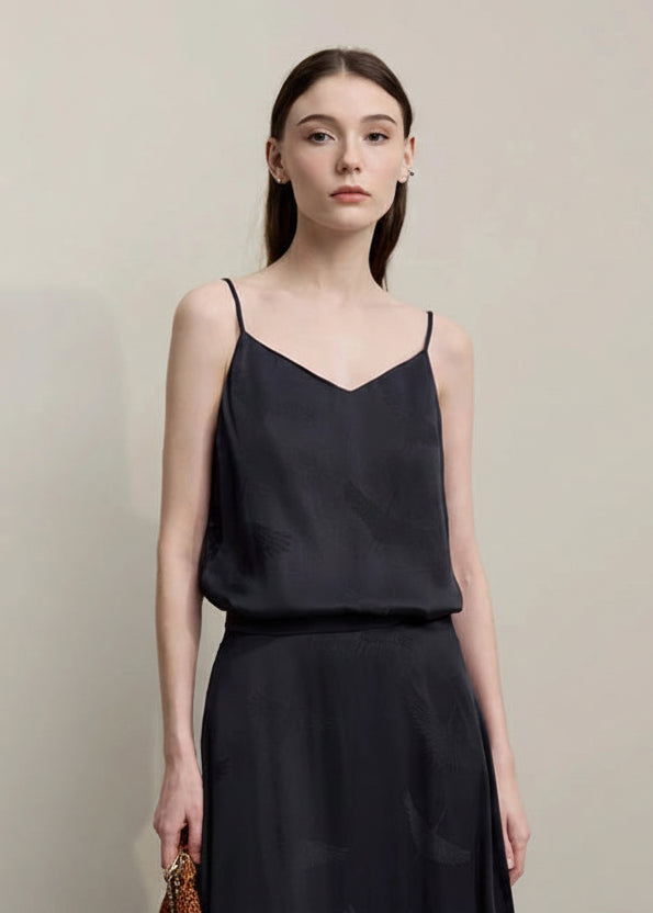 Elegant Chinese Style Jacquard Lace Sling Vest