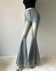 Fishtail Hem Denim Flare Pants