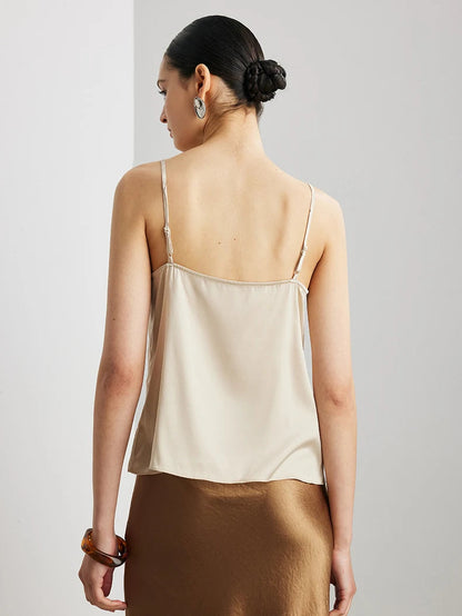 Women’s Real Silk Lace Camisole Chic V-Neck Top Loran