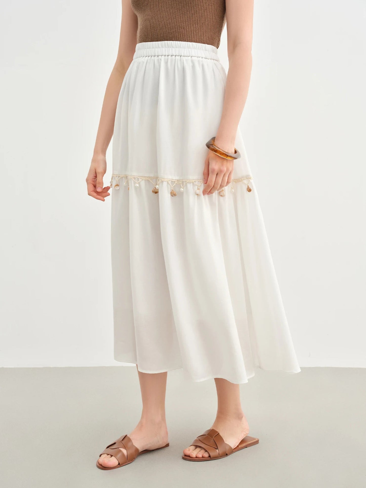 Wave Lace A-Line Long Skirt Playful Holiday Style Loran