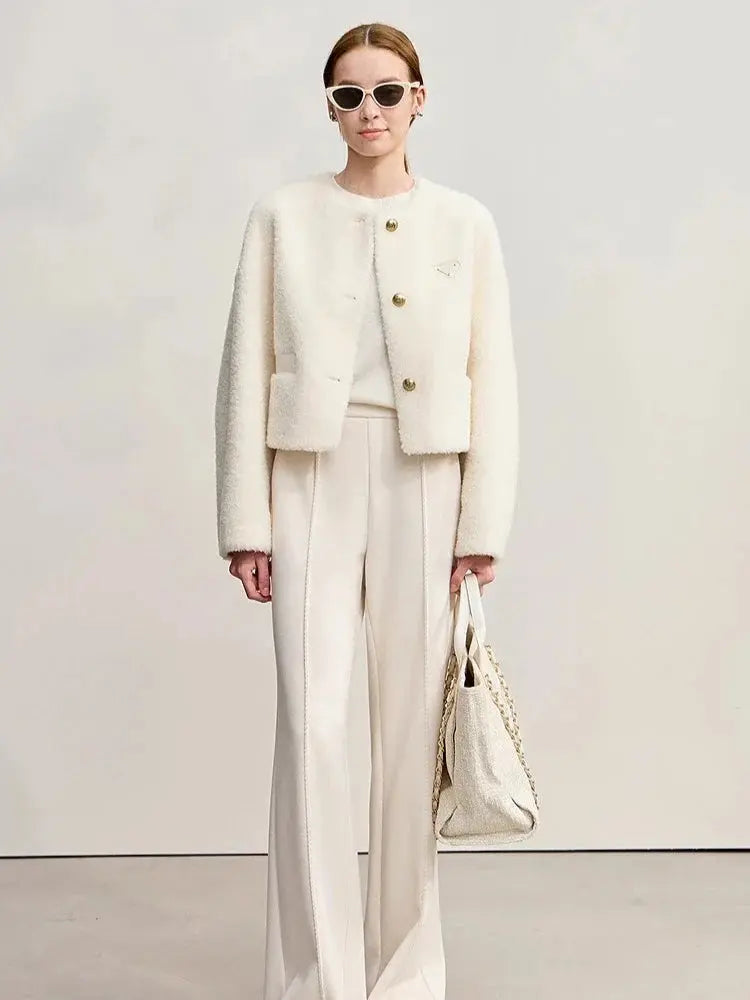 Elegant Wool Blend Short Winter Coat - Loran