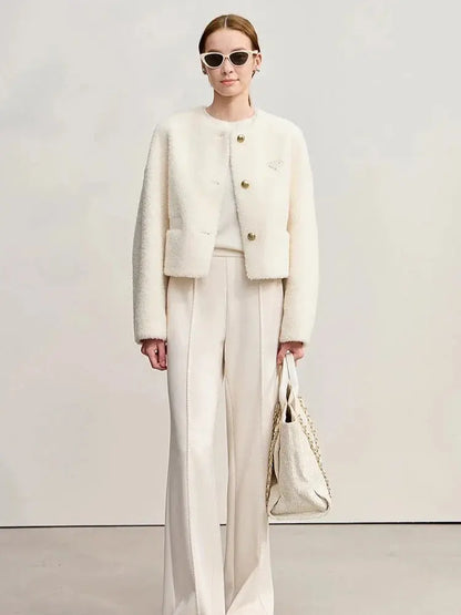 Elegant Wool Blend Short Winter Coat - Loran