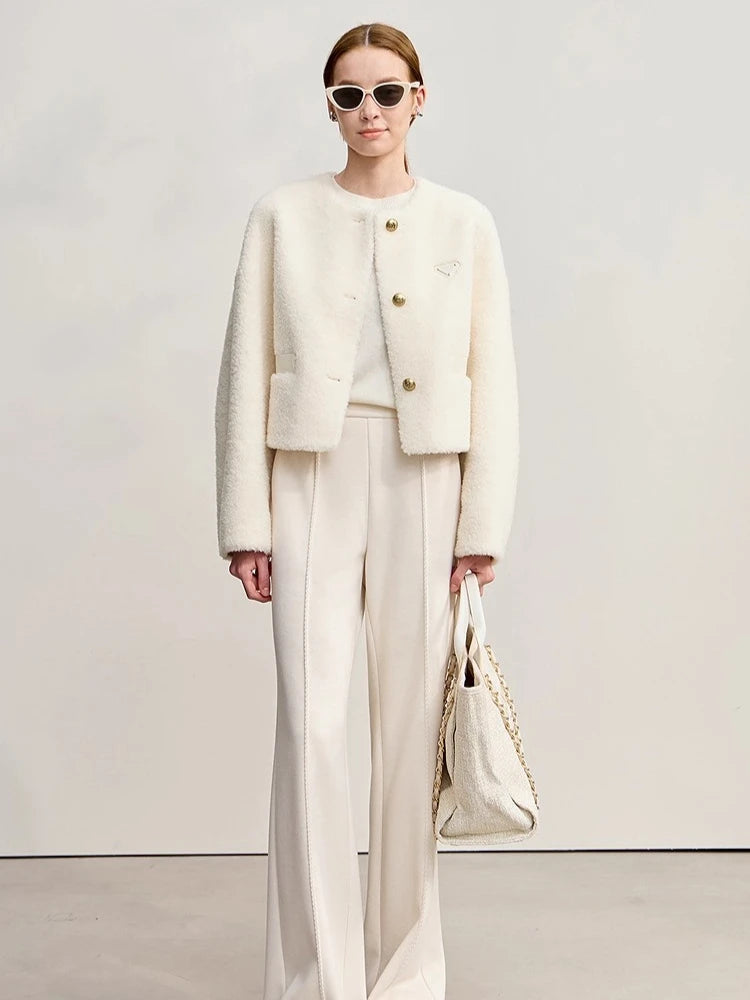 Elegant Wool Blend Short Winter Coat