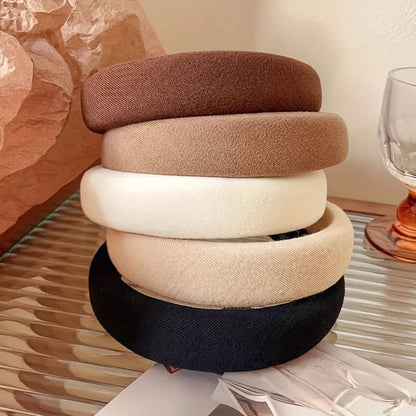 Solid Color Wide Sponge Headband for Women