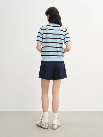 Structured Knit Top with Flattering Contrast Stripes - Loran