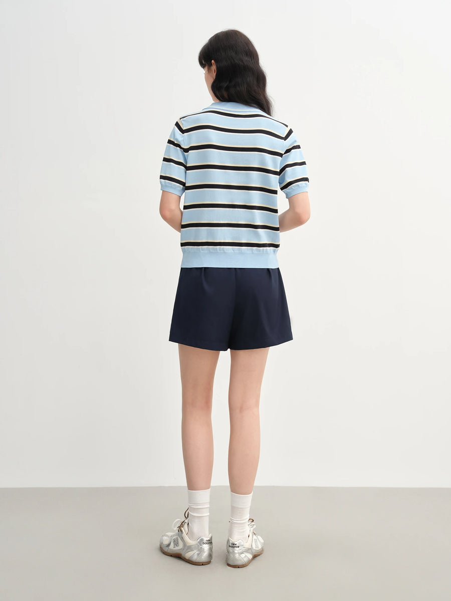 Structured Knit Top with Flattering Contrast Stripes