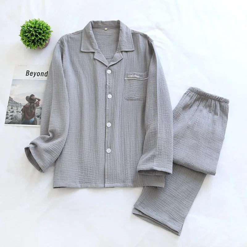Couple's Pure Cotton Crepe Pajama Set Loran