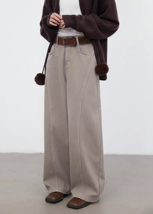 CHIC VEN New Women Jeans Solid Loose Casual Retro High Waist Wide Legs Denim Pants Plush Female Trousers Spring Autumn 2026 Loran