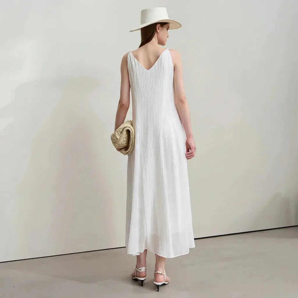 Women's Casual Beige A-Line Dress - Loran