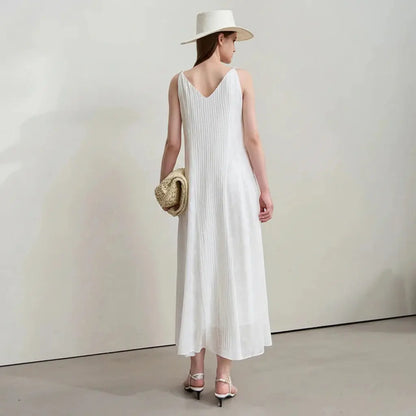 Women's Casual Beige A-Line Dress - Loran