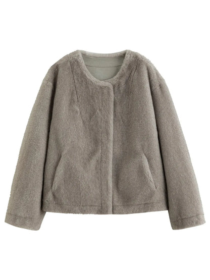 Elegant Plus Size Faux Mink Coat - Loran