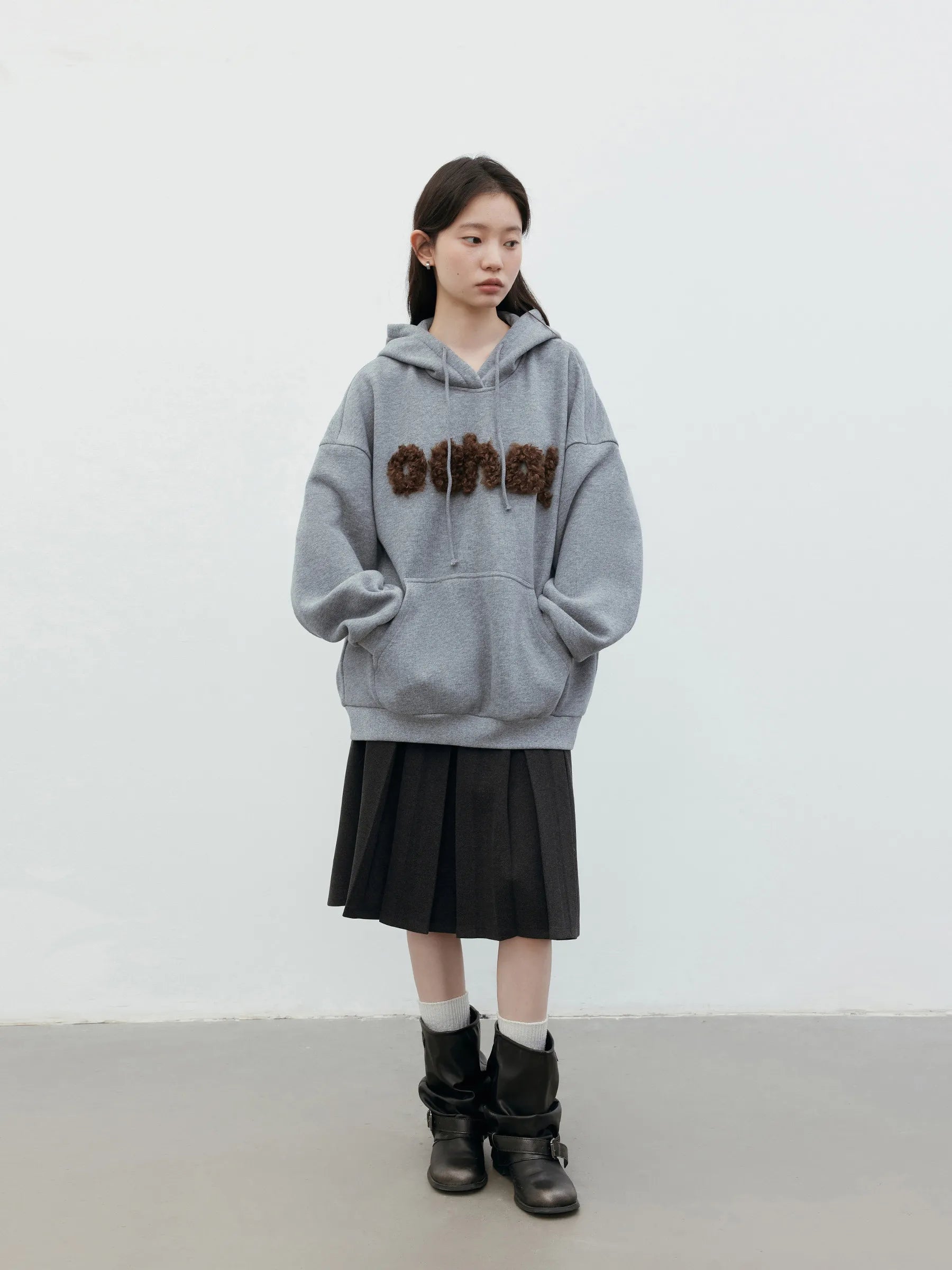 Plush Letter Hoodie Loose Autumn & Winter Sweatshirt