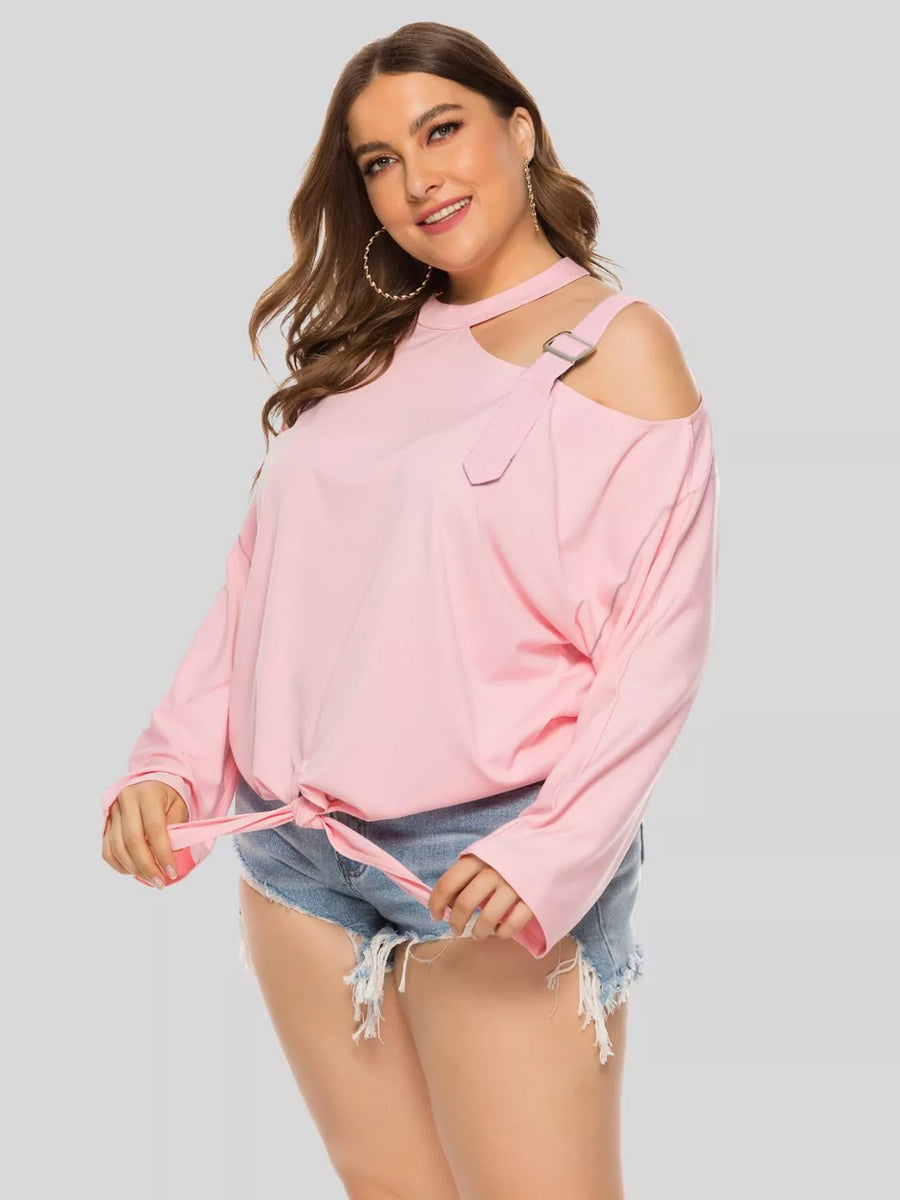 Plus Size Cold-Shoulder Tied Top - 3IN SMART Shop  #