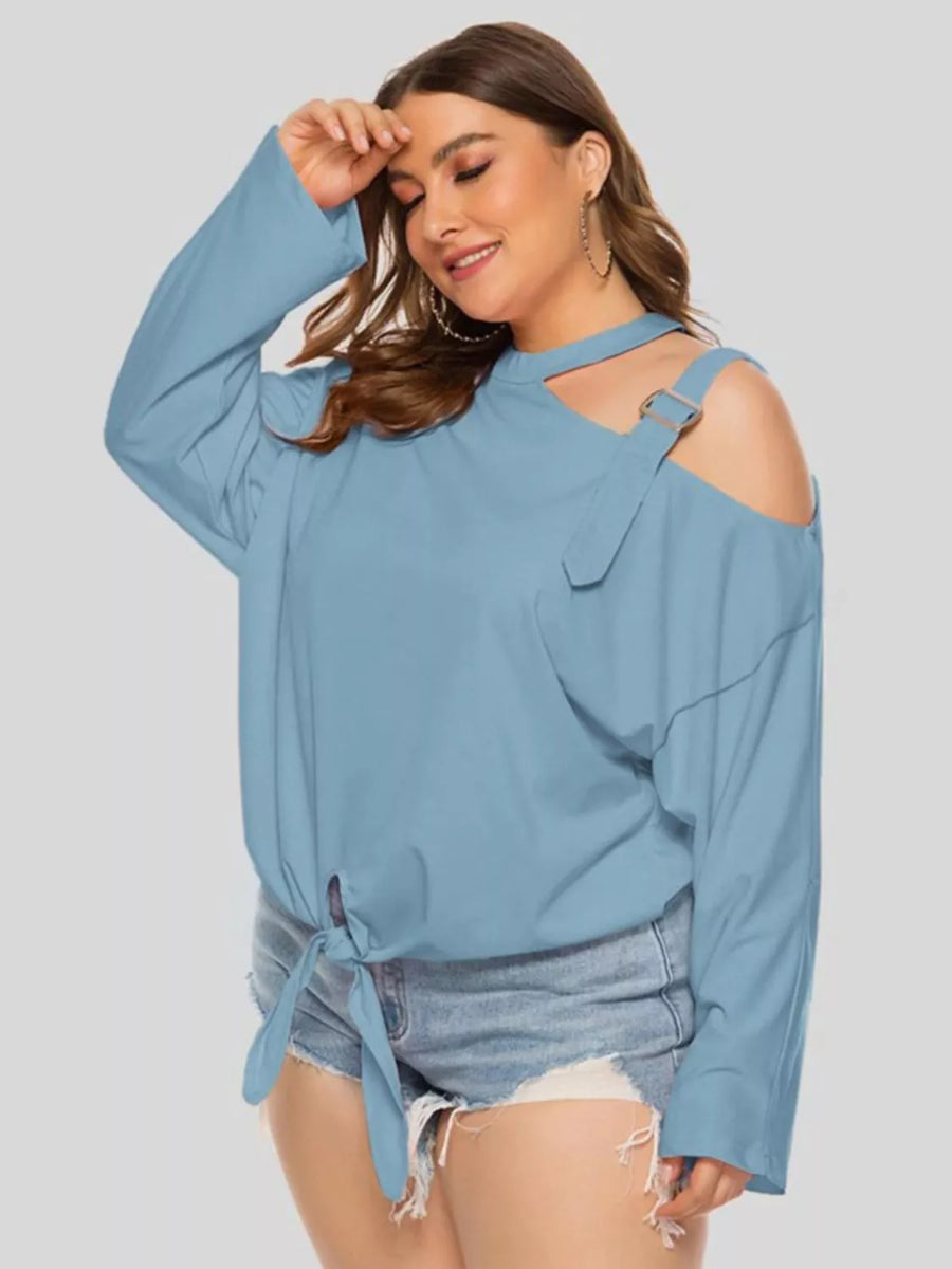 Plus Size Cold-Shoulder Tied Top - 3IN SMART Shop  #