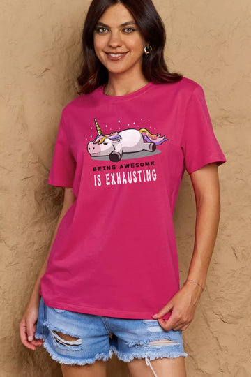 Full Size BEING AWESOME IS EXHAUSTING Graphic Cotton Tee - 3IN SMART Shop  #