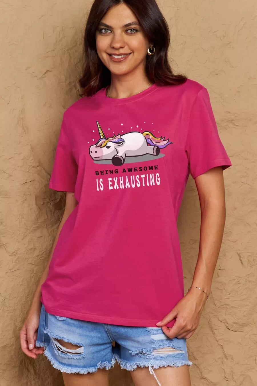 Full Size BEING AWESOME IS EXHAUSTING Graphic Cotton Tee - 3IN SMART Shop  #