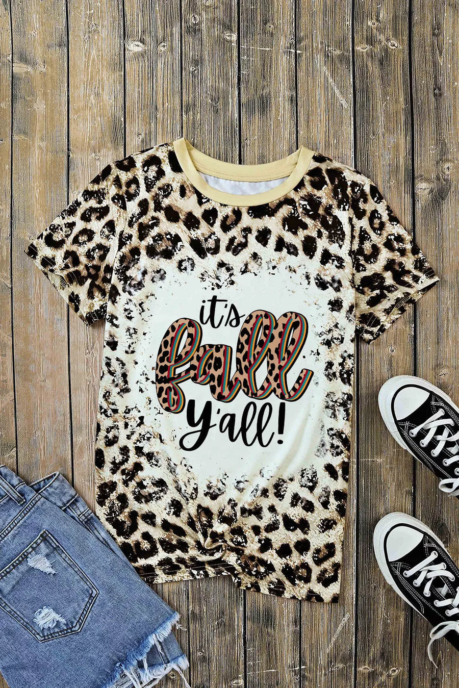 Round Neck Short Sleeve Printed IT'S FALL Y'ALL Graphic Tee - 3IN SMART Shop  #