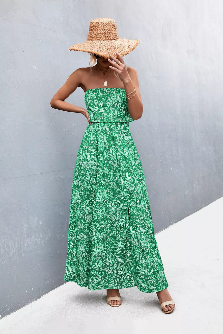 Strapless Split Maxi Dress